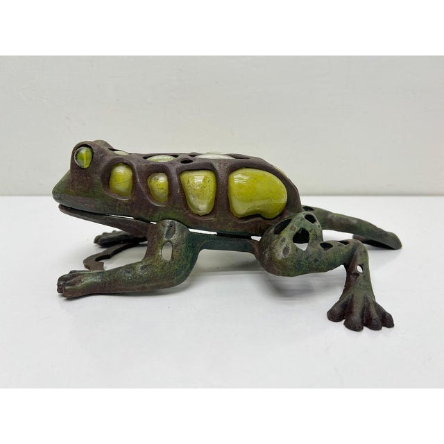 Japanese Iron and Blown Glass Frog Garden Lantern, 1970s For Sale - Image 18 of 18