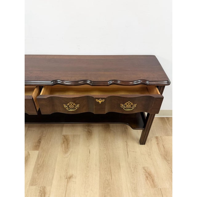 Vintage Console Table Harden Traditional Brass Pulls Hall Entry Table Sofa Table For Sale - Image 11 of 14