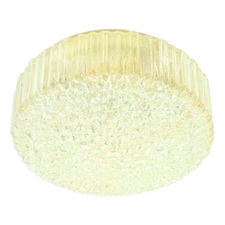 Large Mid-Century Modern Amber Bubble Glass Flush Mount by Helena Tynell for Limburg, Germany, 1970s For Sale