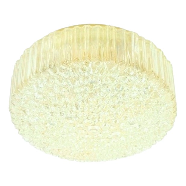 Large Mid-Century Modern Amber Bubble Glass Flush Mount by Helena Tynell for Limburg, Germany, 1970s For Sale