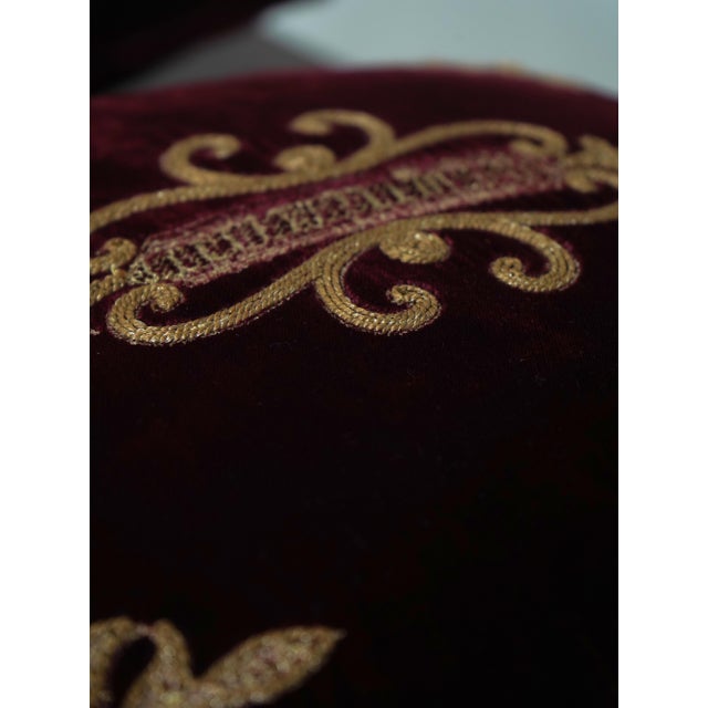 Set of 3 Crewelwork on Velvet Down Accent Pillows For Sale - Image 10 of 11
