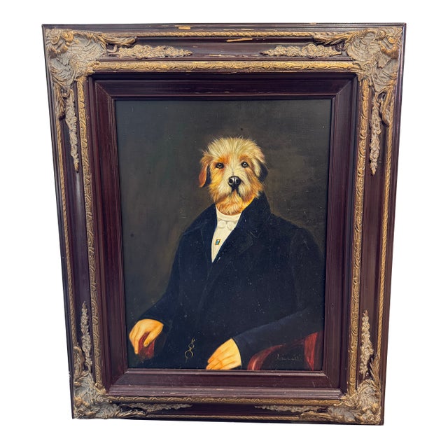Antique Style Portrait of Fancy Dog For Sale