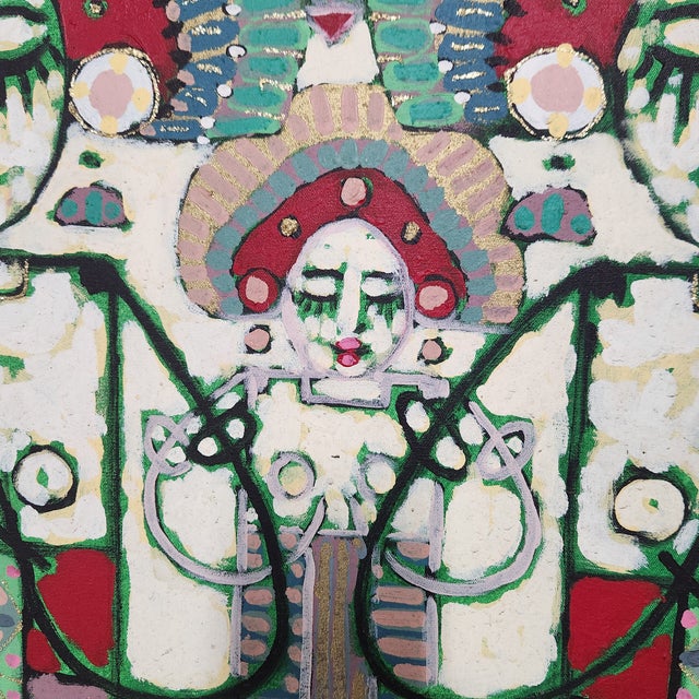 1990s Signed Balinese Folk Art Painting by Nono – Maximalist Tribal Figurative Style For Sale - Image 9 of 9