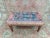 Handmade Cerulean Printed Rug Fabric Upholstered Wooden Leg Bench For Sale - Image 10 of 10