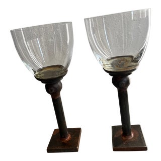 Pair of Jan Barboglio Chalice Candleholders For Sale