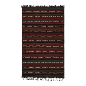 1950s Vintage Afghani Tribal Kilim Rug With Red and Blue Stripes