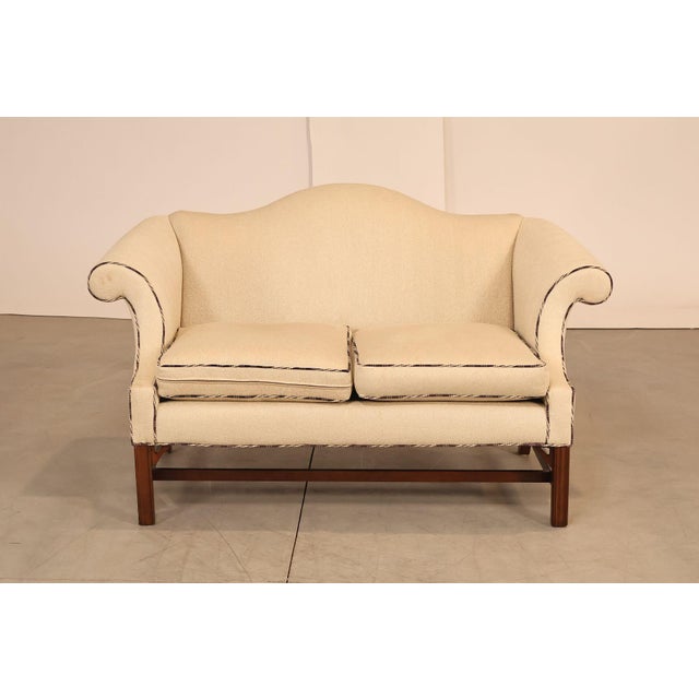 Ethan Allen Vintage Chippendale Style Upholstered Loveseat For Sale - Image 15 of 18