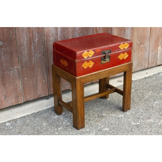 Chinese Antique Lacquer Document Box on Wooden Stand For Sale - Image 4 of 11