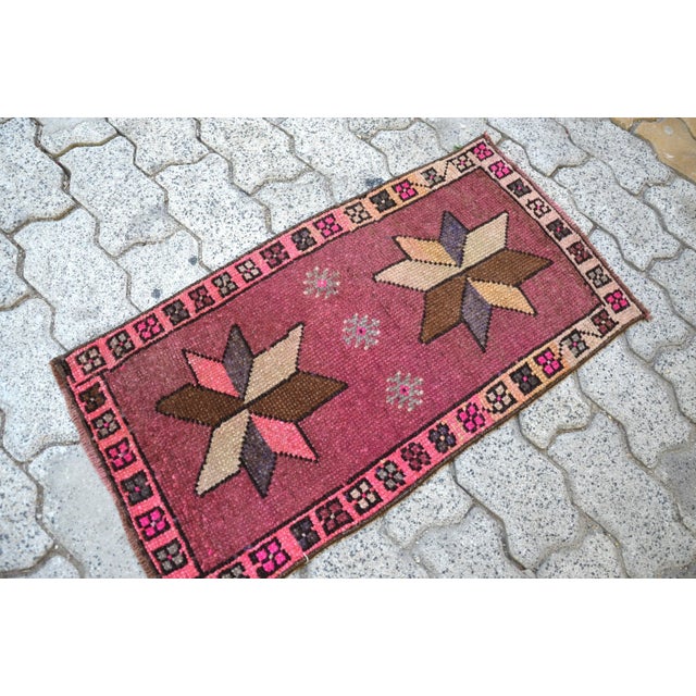 Tribal 1960s Pink Rose Color Muted Pastel Rug For Sale - Image 3 of 6