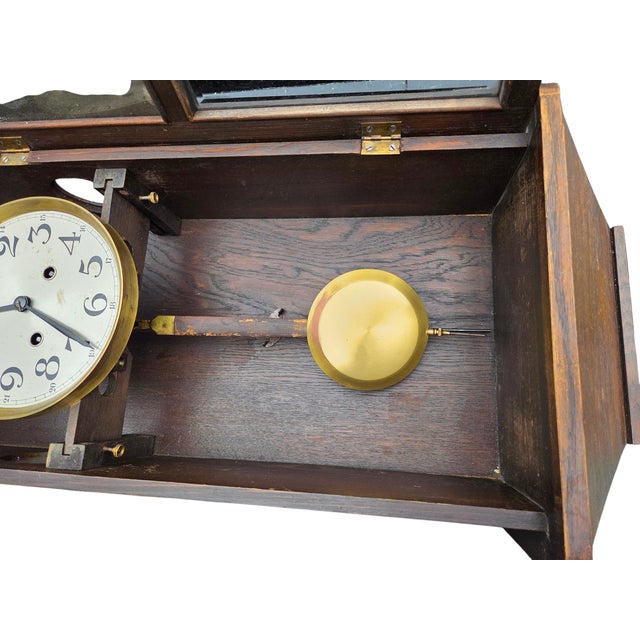 Antique German Oak 8 Day Wall Clock Chimes Gustav Becker Ra Regulator For Sale - Image 15 of 18