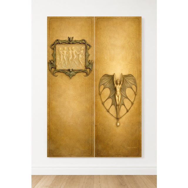 Metal Large Art Nouveau Jewelry Study "The Aureate Oracle" – 40" X 60" Fine Art Print on Brushed Metal For Sale - Image 7 of 12