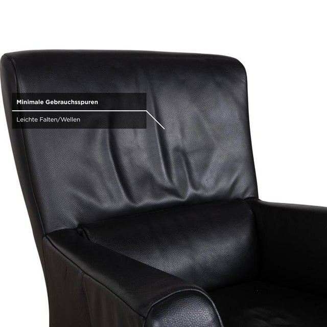 Set of Model 322 Armchair and Ottoman in Black Leather from Rolf Benz For Sale - Image 9 of 18