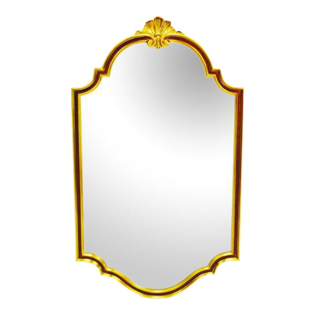 Large Vintage Carolina Mirror Corporation Wall Mirror With Burgundy and