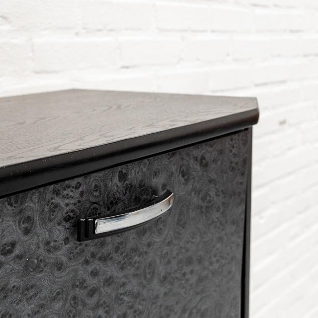 Black Postmodern Burl Wood Bar Cabinet, 1980s For Sale - Image 8 of 14