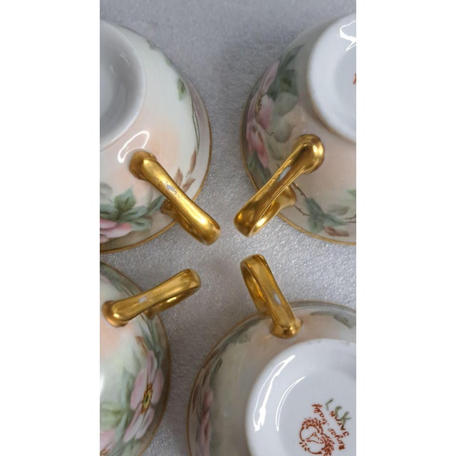 Ceramic 1950s Royal Sealy Japan 11pc Tea Set Hand Painted Floral Gold l.s. Katsushige - Set of 10 For Sale - Image 7 of 12