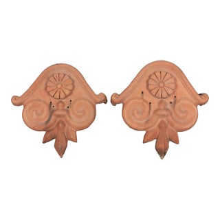 French Terra Cotta Roof Ornaments - a Pair For Sale