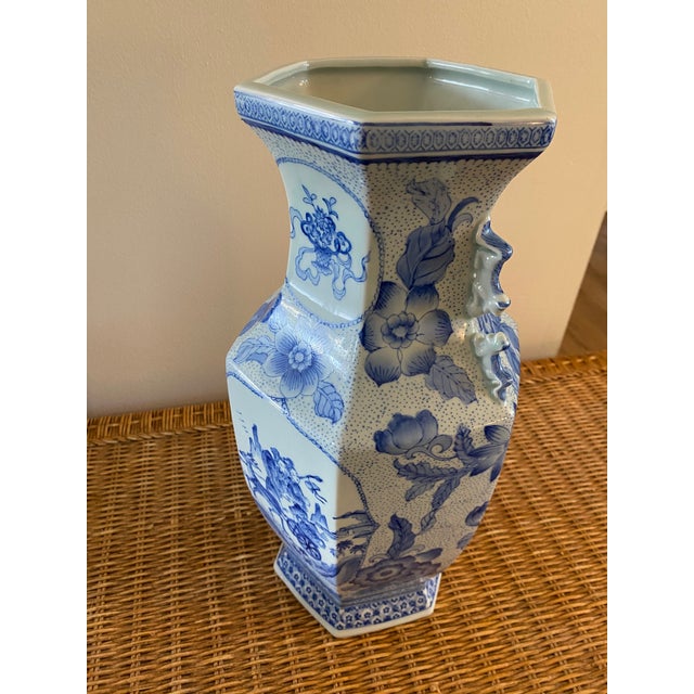 Maitland-Smith Large Blue and White Vase For Sale - Image 10 of 10