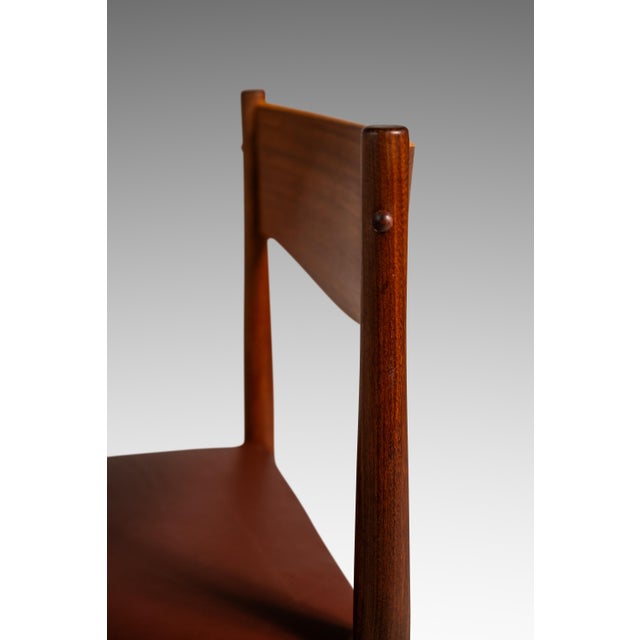 Mid-Century Danish Modern Side / Dining Chair in Teak & Leather Attributed to Poul Volther for Frem Røjle, Denmark, C. 1970s For Sale - Image 15 of 18