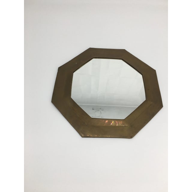 Mid-Century Modern Mid-Century Moroccan Brass Octagonal Mirror For Sale - Image 3 of 9