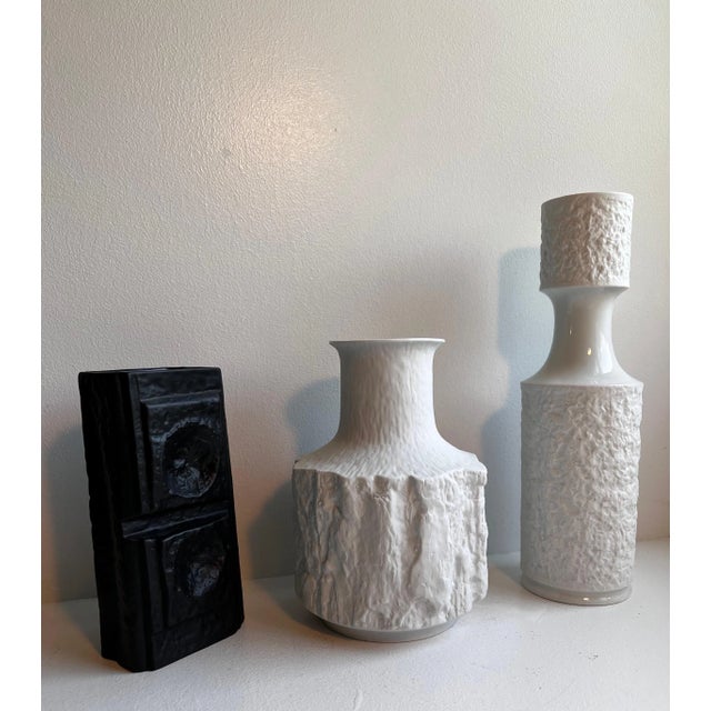 Ceramic Vintage German Textured Porcelain Vases - Set of 3 For Sale - Image 7 of 12