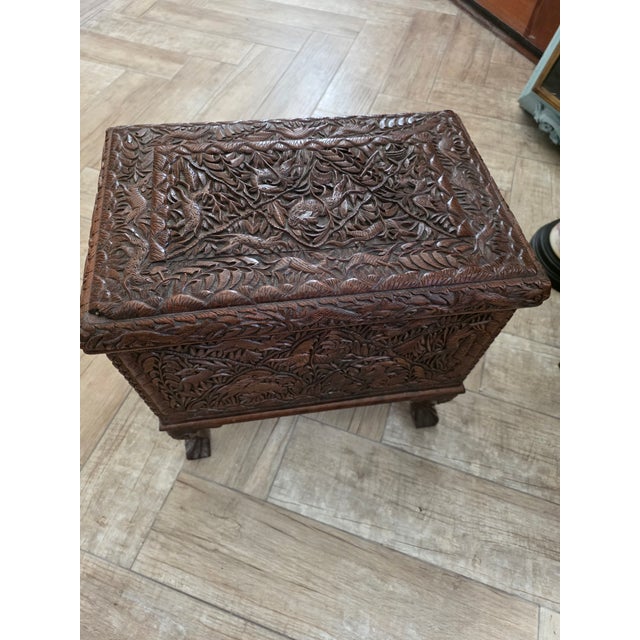 Heavily Carved Sandalwood Jewelry Chest For Sale - Image 17 of 17