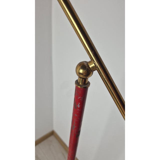 Mid-Century Modern Floor Lamp for Reading with Red Marble Base and Cone with Joint, 1950s For Sale - Image 3 of 18