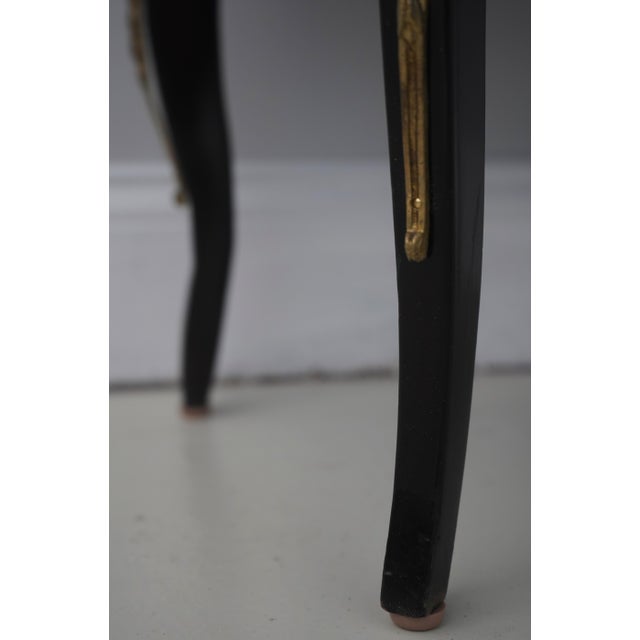 Vintage Louis XV Style Brass & Ebony Marble Top Vitrine Curio Cabinet For Sale - Image 11 of 16