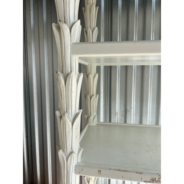 Mid-Century Modern 1950s Palm Tree Columned Shelving Wooden Display Carved White Etagere Bookcase For Sale - Image 3 of 10