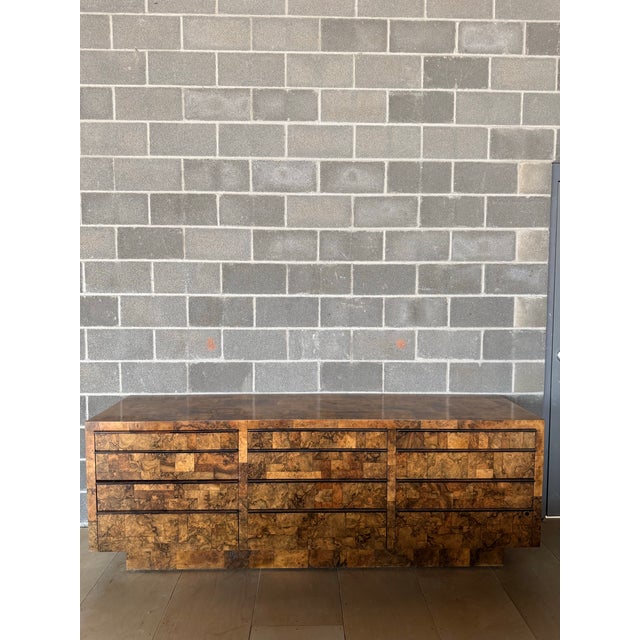 Monumental mid-century modern executive credenza designed by Paul Evans for Directional, circa 1970s. This impressive...