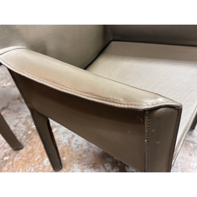Mario Bellini for Cassina Cab 413 Leather Arm Chairs, Set of Four For Sale - Image 9 of 12