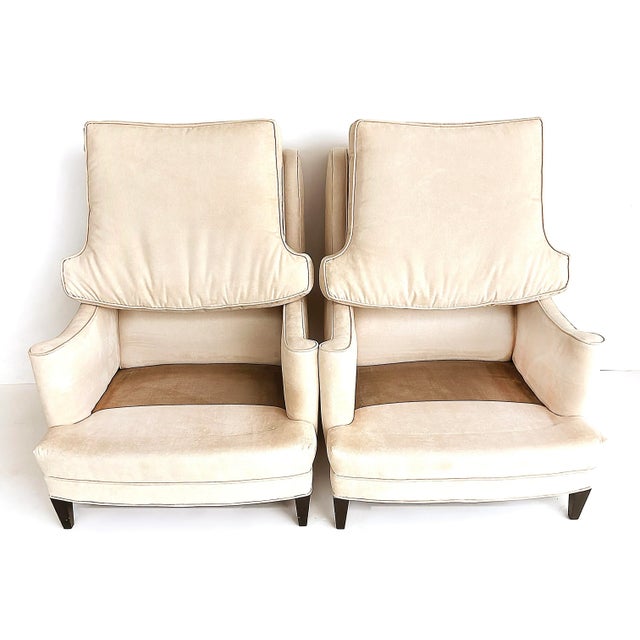 1940s Mid-Century Modern Club Chairs, Ultrasuede Upholstery, Loose Seat Cushions For Sale - Image 11 of 11