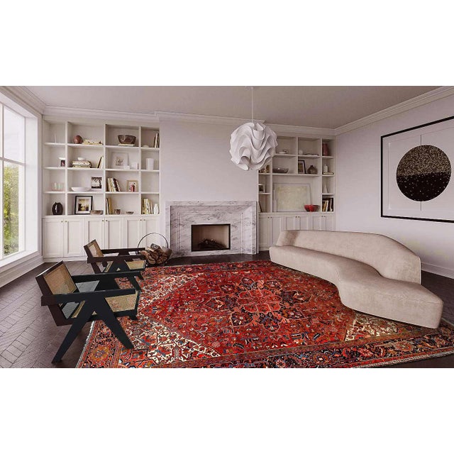 Pasargad DC Rust Persian Hand Knotted Fine Heriz Rug For Sale - Image 4 of 4