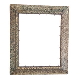 Antique Ornate Gesso Victorian Wood Picture Frame With a Floral Motif 22.5”x26.5” For Sale
