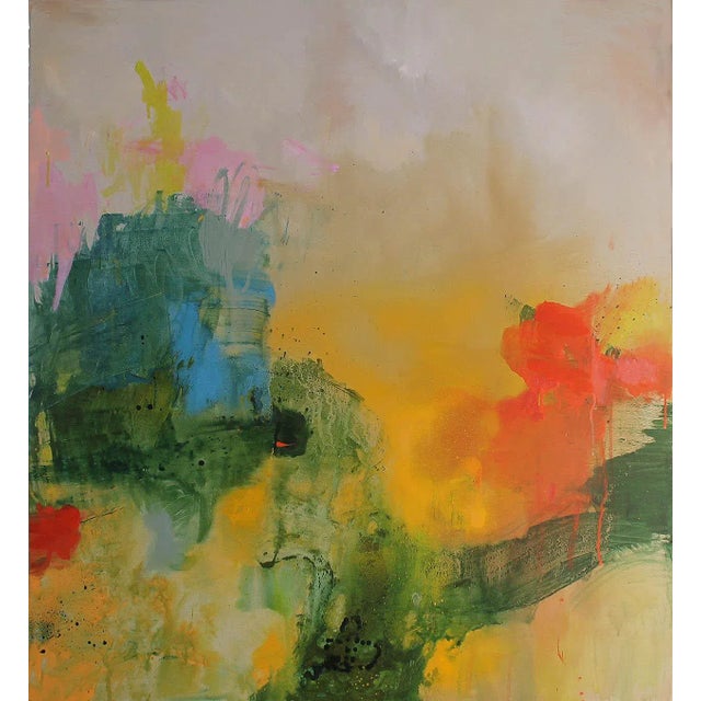 Original Large Blue, Green, Contemporary Painting Titled ‘Passages’ by Michele Zuzalek For Sale