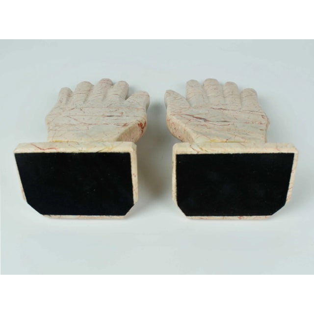 Mid 20th Century Sculptural Pink Marble Stone Hand Design Bookends - a Pair For Sale - Image 9 of 10