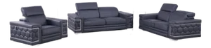 Favo Navy Blue 3-Piece Leather Match Living Room Set