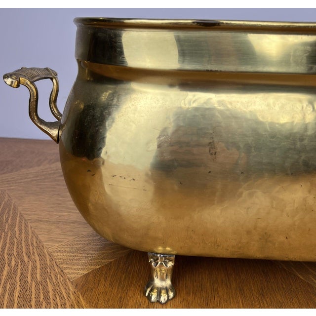 Vintage Style Brass Jardiniere with Handles For Sale - Image 4 of 18