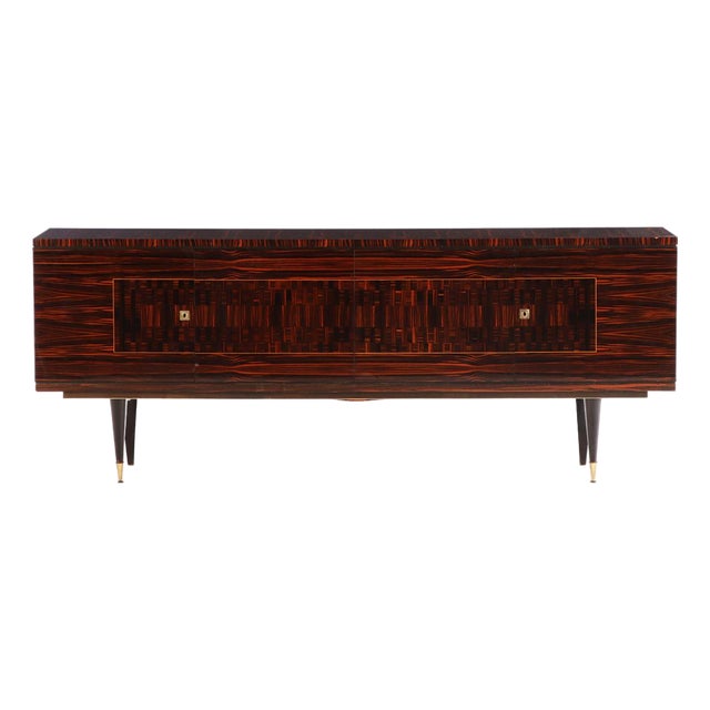 French Mid-Century Macassar and Ebony Sideboard, C. 1955. For Sale