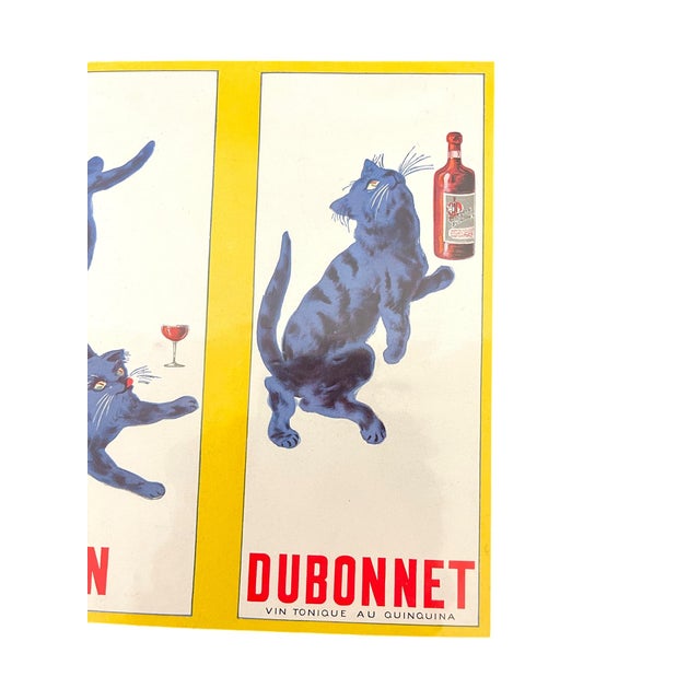 French Dubonnet Advertising Poster Print With Blue Cat Design, 1937 D'Ornellas. For Sale - Image 9 of 11