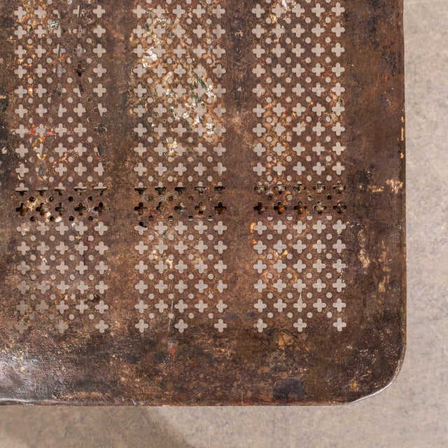 Metal Vintage French Table with Perforated Top, 1960s For Sale - Image 7 of 8