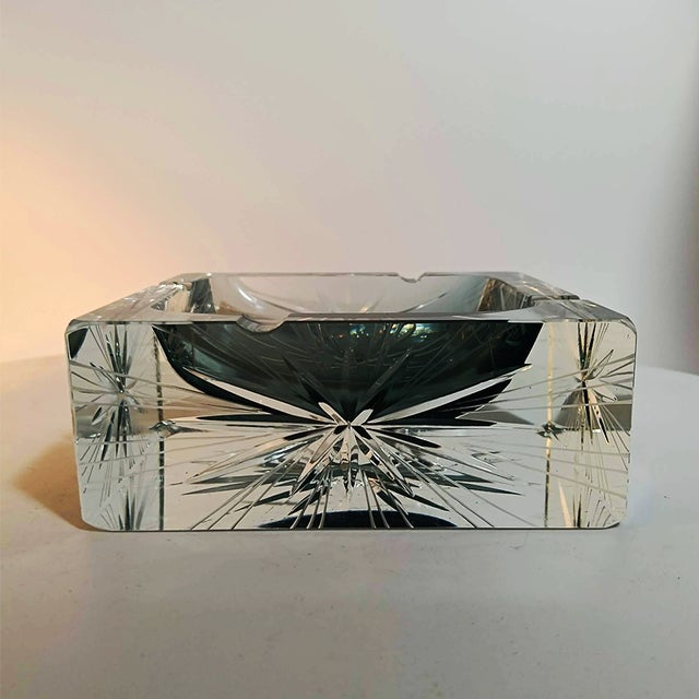 Big Square Ashtray or Catch-all in Murano Glass by Mandruzzato. Wonderful Gray Submerged color. Stunning handcrafted by...