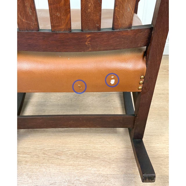 Antique Arts & Crafts Quartersawn Oak Rocking Chair For Sale - Image 14 of 15