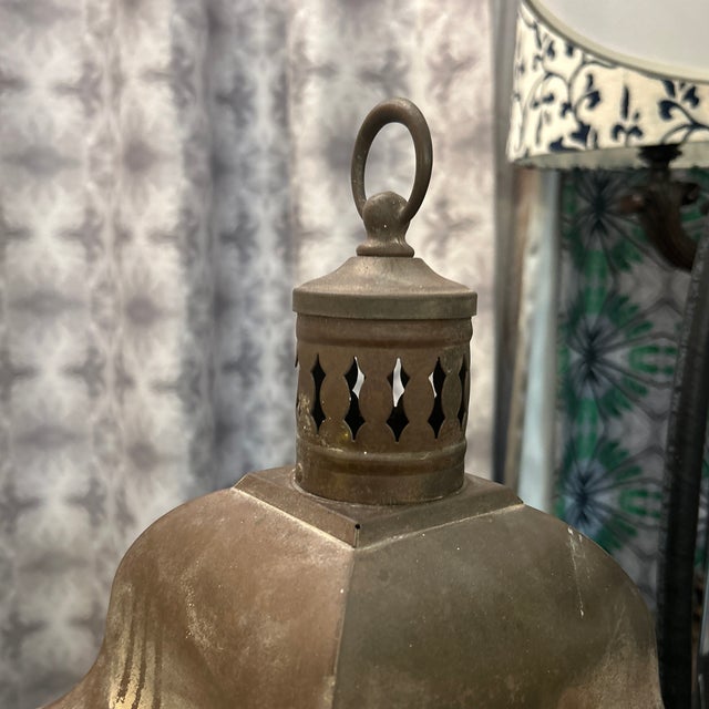 Chestnut Antique Rustic Metal Lantern Light For Sale - Image 8 of 12