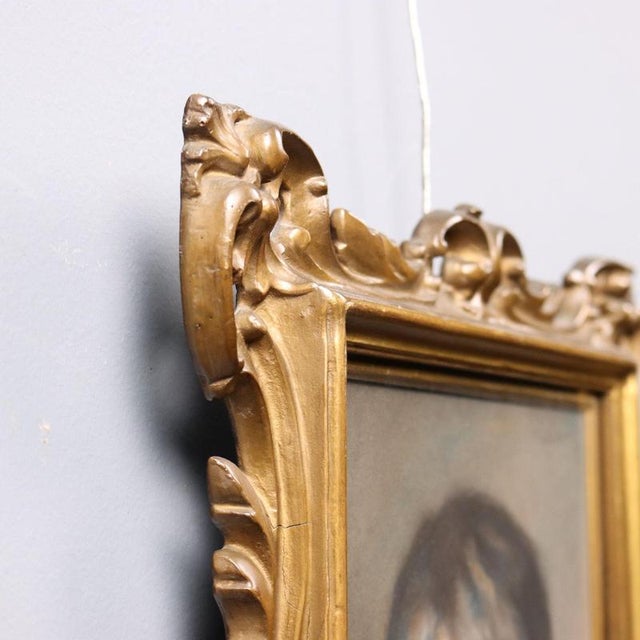 Piero Galanti, Portrait of a Boy, 20th Century, Crayon on Cardboard, Framed For Sale - Image 8 of 11