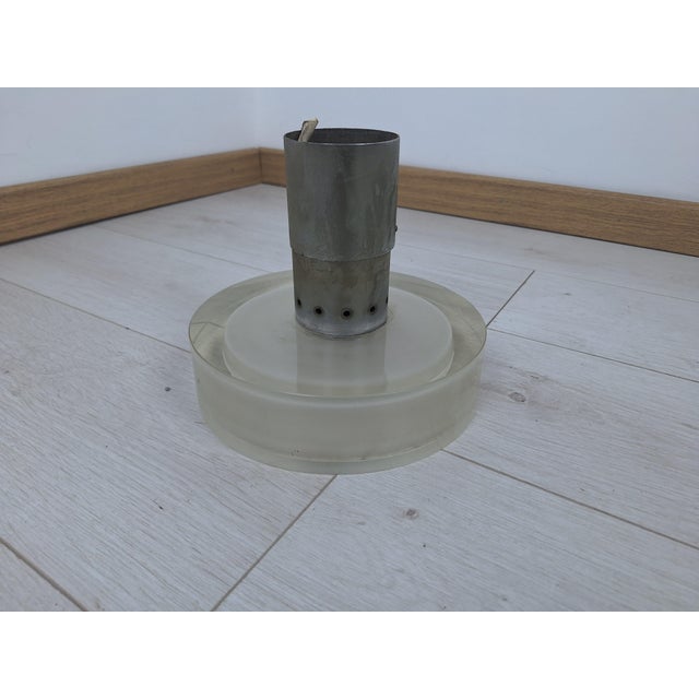 Metal Vintage Ceiling Light with Clear Disc by Flavio Poli for Seguso Murano, 1960s For Sale - Image 7 of 7