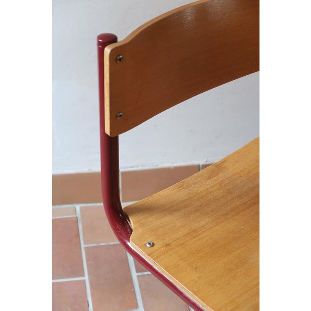 1960s Cantilever Chairs in Beech and Red Lacquered Steel by Randers Møbelfabrik, Denmark, 1960s, Set of 4 For Sale - Image 5 of 18