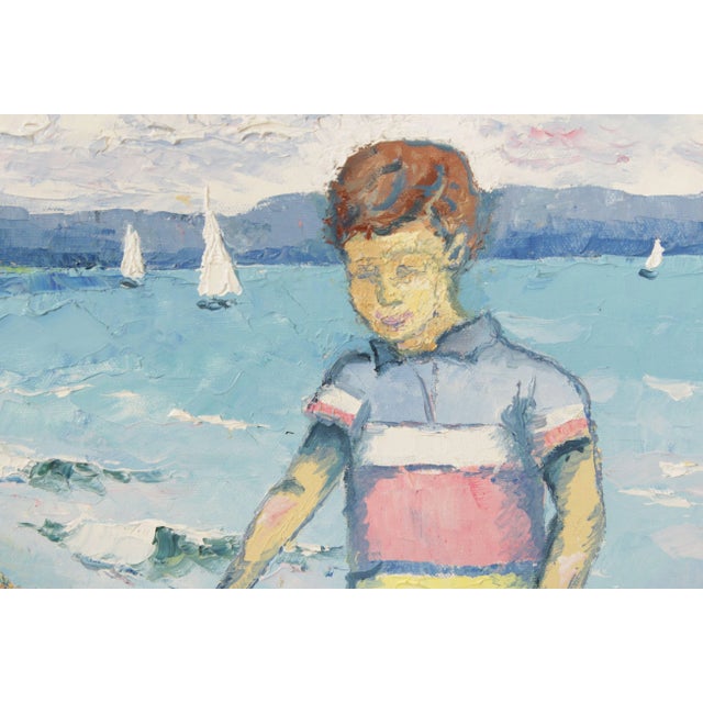 Trisha Witty Children Playing at Seashore Original Oil Painting For Sale - Image 10 of 13