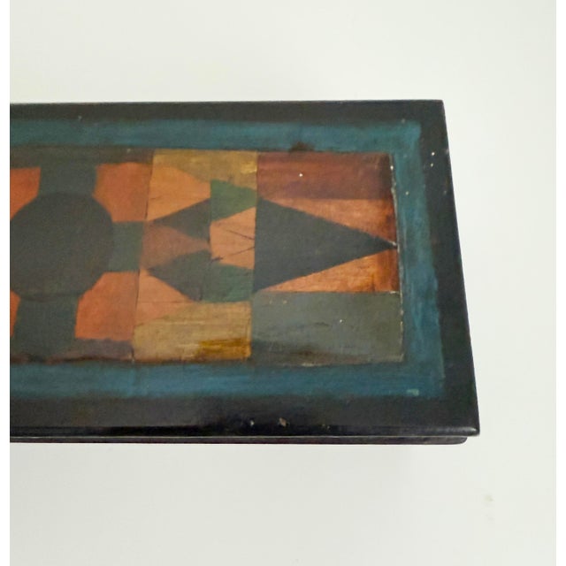 Folk Art Antique Folk Art Box With Primitive Inlay For Sale - Image 3 of 10