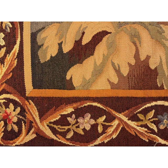 Brown 19th Century French Wool Aubusson-Style Pastoral Landscape Tapestry For Sale - Image 8 of 9