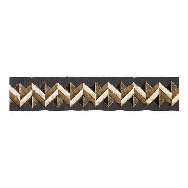 Schumacher Zigzag Moderne Tape Trim In Onyx For Sale